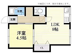 コーポホリデイン 1LDKの間取図画像