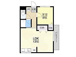 マンション一里塚 1LDKの間取図画像