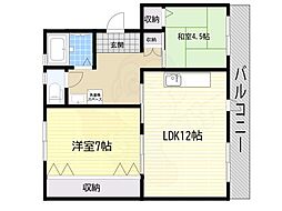 富田第二住宅71棟 2LDKの間取図画像