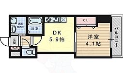 プレステージ3城北 1DKの間取図画像