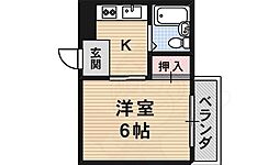 タツミマンション 1Kの間取図画像