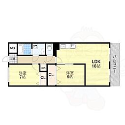 サンコーポ高槻ことぶき 2LDKの間取図画像