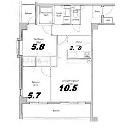 ソサエティ柿の木坂ANNEX 2LDKの間取図画像