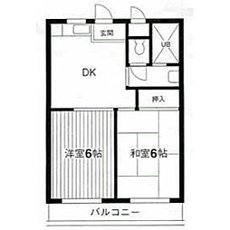 ラベンダーハイツ 2DKの間取図画像