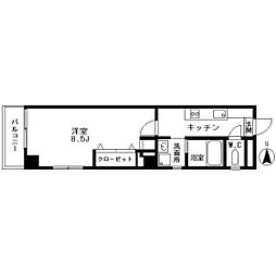 プレジール小平 1Kの間取図画像