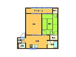 シャーウッドの森A棟 2Kの間取図画像