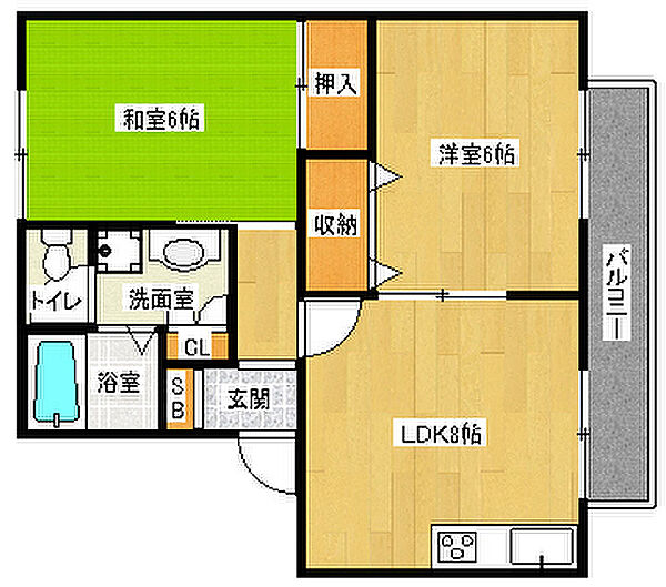 京都府京都市北区西賀茂北川上町(賃貸アパート2DK・2階・48.75㎡)の写真 その2