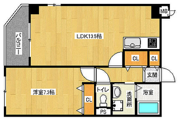 京都府京都市伏見区羽束師鴨川町(賃貸マンション1LDK・2階・50.23㎡)の写真 その2