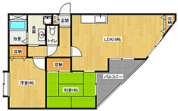 阪急京都本線 洛西口駅 徒歩5分の賃貸マンション 3階2LDKの間取り