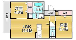 京阪本線 丹波橋駅 徒歩32分の賃貸アパート 2階2LDKの間取り