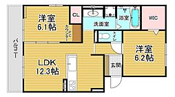 京阪本線 丹波橋駅 徒歩32分の賃貸アパート 3階2LDKの間取り