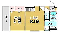 阪急京都本線 西京極駅 徒歩14分の賃貸アパート 3階1LDKの間取り