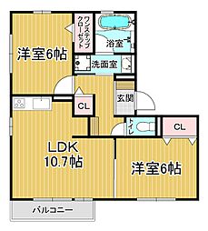 JR東海道・山陽本線 栗東駅 徒歩19分の賃貸アパート 1階2LDKの間取り