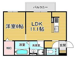 JR草津線 手原駅 徒歩23分の賃貸アパート 2階1LDKの間取り