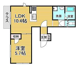 リヴェール久津川 1LDKの間取図画像