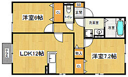 リビングタウン堅田B棟 2LDKの間取図画像