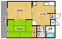 RRハイツB棟 2DKの間取図画像