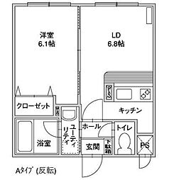 フローラ緑丘 1LDKの間取図画像