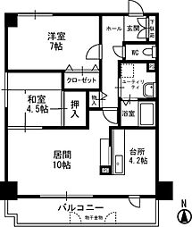 シビックコート苗穂駅前 2LDKの間取図画像