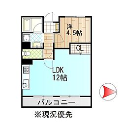 第9エルム大倉山 1階1LDKの間取り