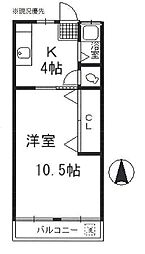 翠ハイツ 1Kの間取図画像