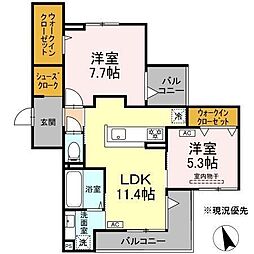シェーンブレーメ横浜 2LDKの間取図画像