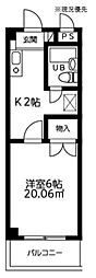 ベルウッド 1Kの間取図画像