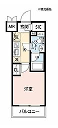 クラリッサ新綱島 ワンルームの間取図画像
