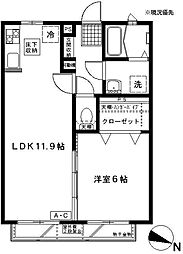 フロイデ 1LDKの間取図画像
