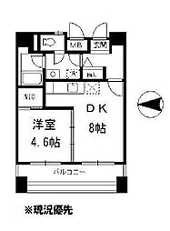 ハックベリーG 1DKの間取図画像