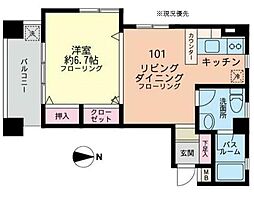 フジビューハイツ菊名弐番館 1LDKの間取図画像