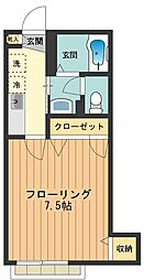 サンヒル2 1Kの間取図画像