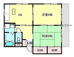 メゾン・ド・ロリエールA 2DKの間取図画像