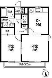 オストベルグミヤコ 2DKの間取図画像