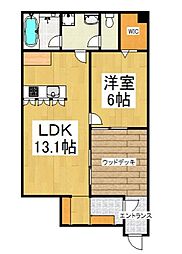 多摩都市モノレール 上北台駅 徒歩5分の賃貸アパート 1階1LDKの間取り