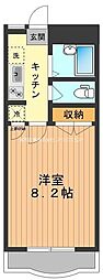 多摩都市モノレール 砂川七番駅 徒歩1分の賃貸マンション 3階1Kの間取り