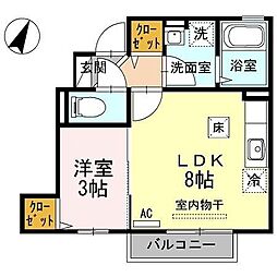 多摩都市モノレール 泉体育館駅 徒歩7分の賃貸アパート 1階1LDKの間取り