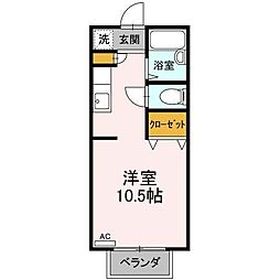 JR南武線 西府駅 徒歩6分の賃貸アパート 1階ワンルームの間取り