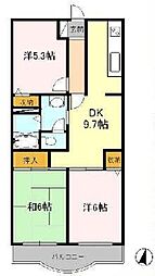 西武拝島線 玉川上水駅 徒歩17分の賃貸マンション 2階3DKの間取り