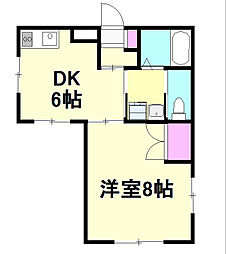 JR中央本線 立川駅 徒歩9分の賃貸マンション 3階1DKの間取り