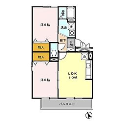 JR中央本線 豊田駅 徒歩4分の賃貸アパート 3階2LDKの間取り
