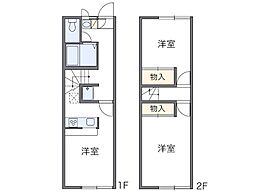 JR中央本線 高尾駅 バス8分 元八二北下車 徒歩4分の賃貸アパート 1階2DKの間取り
