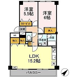 JR青梅線 河辺駅 徒歩8分の賃貸アパート 1階2LDKの間取り