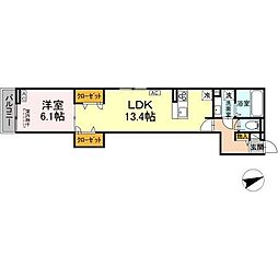 JR中央本線 西八王子駅 徒歩20分の賃貸アパート 3階1LDKの間取り