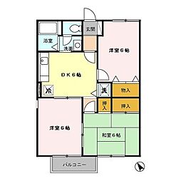 JR中央本線 八王子駅 バス28分 元八王子2丁目下車 徒歩3分の賃貸アパート 1階3DKの間取り