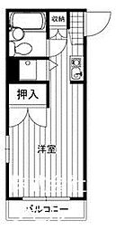 JR中央本線 八王子駅 徒歩10分の賃貸マンション 2階1Kの間取り