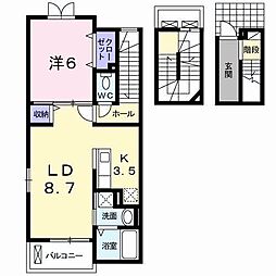 JR中央本線 八王子駅 徒歩12分の賃貸アパート 3階1LDKの間取り