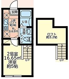 JR相模線 南橋本駅 徒歩2分の賃貸アパート 2階1Kの間取り