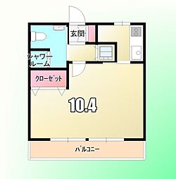 京王線 京王八王子駅 徒歩3分の賃貸マンション 2階1Kの間取り