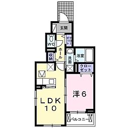 サンライズテラス 1LDKの間取図画像